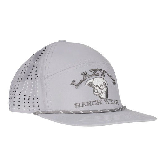 LAZY J RANCH LIGHT GREY SHOWTIME EMBROIDERED PERFORMANCE ROPE TRUCKER HAT